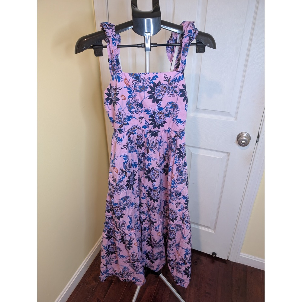 J.Crew Tiered Midi Dress Floral Cotton Ruffle Strap Smocked - Size 2